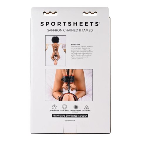 Sportsheets Saffron Chained & Tamed - Zestaw Mankietow na Nadgarstki i Kostki