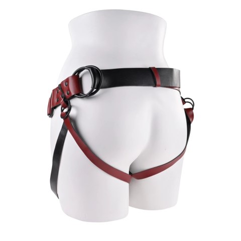 Sportsheets Saffron Monte Uprząż Strap-On Czerwona, regulowana, skora eco