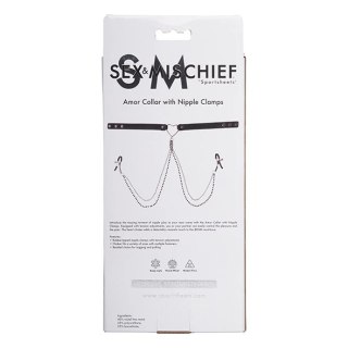 Sportsheets Sex & Mischief obroża z regulowanymi klipsami i łańcuszkami