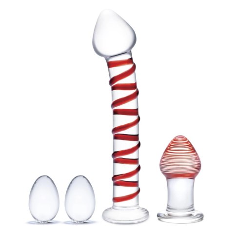 Glas Mr. Swirly Set - Szklany zestaw: spiralny model, plug i kulki