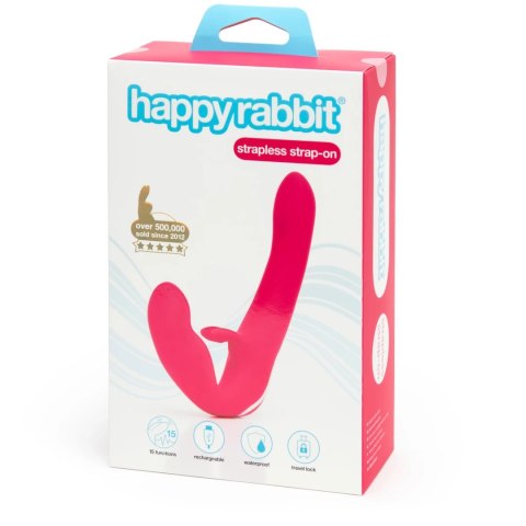 Happy Rabbit Strapless Strap-On Pink rożowy silikonowy model 23cm USB