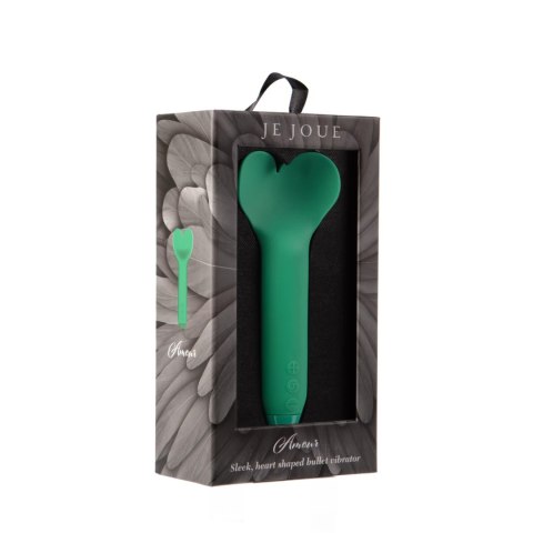 Je Joue Amour Green - wibrator z końcowką serca, silikonowy, 13,7 cm