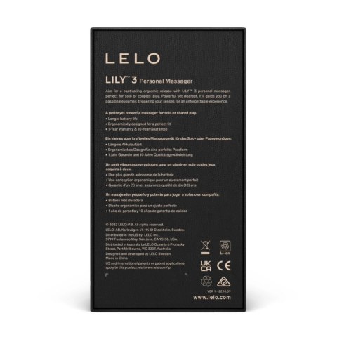 LELO Lily 3 Dark Plum - kompaktowy masażer, wodoodporny, 10 trybow