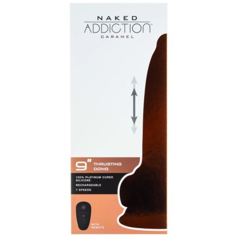 Naked Addiction Thrusting Dong 23 cm Caramel z pilotem, silikon premium