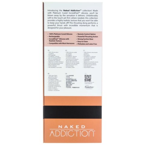 Naked Addiction Thrusting Dong 23 cm Caramel z pilotem, silikon premium