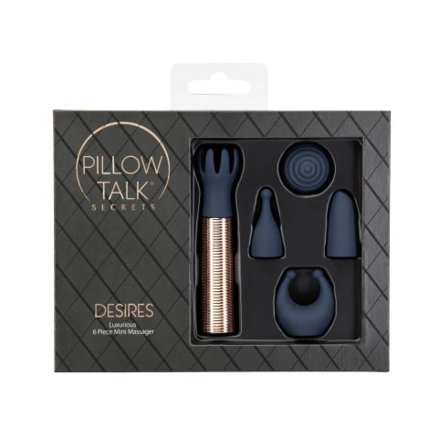 Pillow Talk Secrets Desires Navy Blue/Rose Gold zestaw 6w1, USB, IPX6