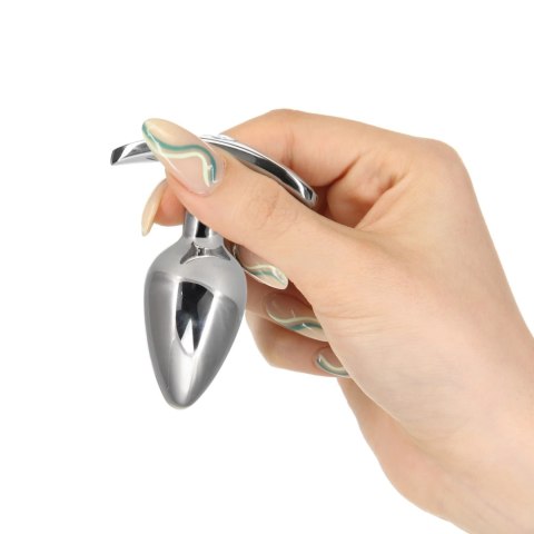 Pillow Talk Sneaky - stalowy plug z kryształem, miniwibrator, 6.6 cm