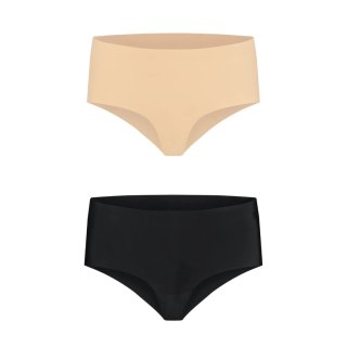 Bye Bra Invisible High Brief Nude + Black XXL - Bezszwowe majtki 2-pak