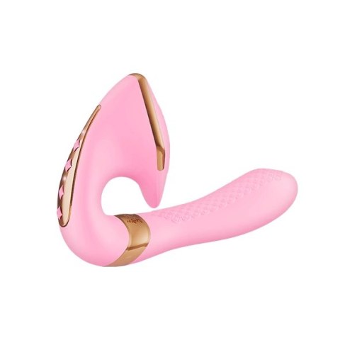 Shunga Soyo Light Pink - dwusilnikowa maszyna intymna silikonowa 17 cm
