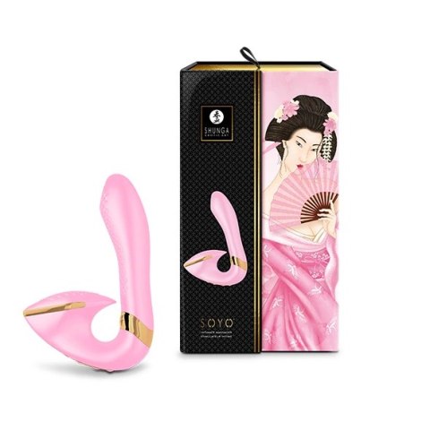 Shunga Soyo Light Pink - dwusilnikowa maszyna intymna silikonowa 17 cm