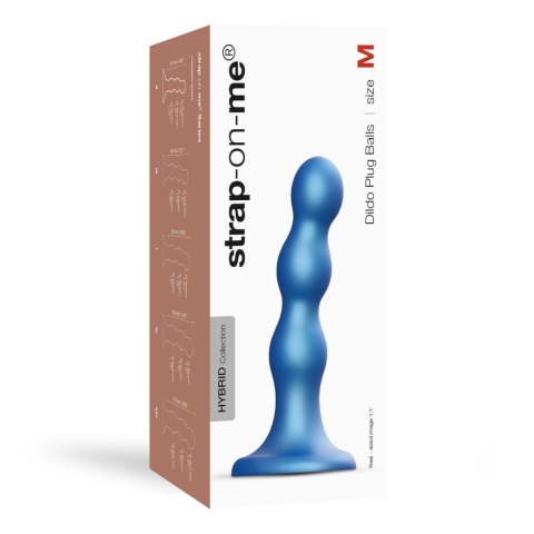 Strap-On-Me Balls Plug Metallic Blue M silikonowy anatomiczny 14cm