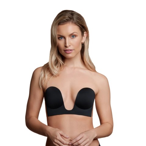 Bye Bra Seamless U-Style Bra A Czarny biustonosz samoprzylepny bezszwowy