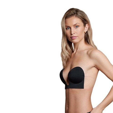 Bye Bra Seamless U-Style Bra Black E - samoprzylepny biustonosz z odpinanymi skrzydełkami