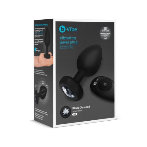B-Vibe Jewel Plug XXL Black - zdalny system wibracyjny, silikon, USB