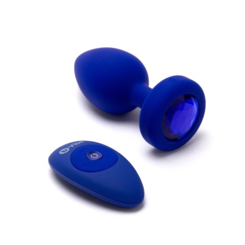 B-Vibe Vibrating Jewel Plug L/XL Navy - bezprzewodowy system wibracyjny, silikon