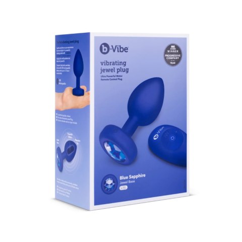 B-Vibe Vibrating Jewel Plug L/XL Navy - bezprzewodowy system wibracyjny, silikon