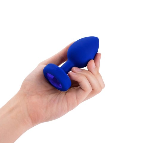 B-Vibe Vibrating Jewel Plug L/XL Navy - bezprzewodowy system wibracyjny, silikon