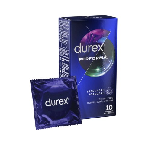 Durex Performa 10 szt. - prezerwatywy z systemem opoźniającym, 56 mm