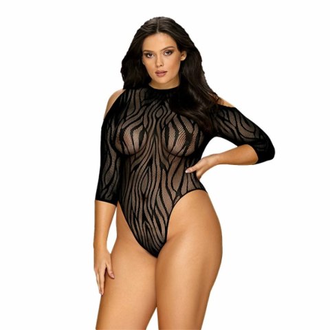 Obsessive B130 Body Czarny XL/XXL - Dzianinowy z Motywem Zebry
