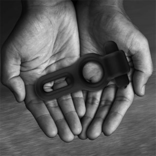 Rooster Drake silikonowy pierścień podwojny z funkcją wibracji czarny