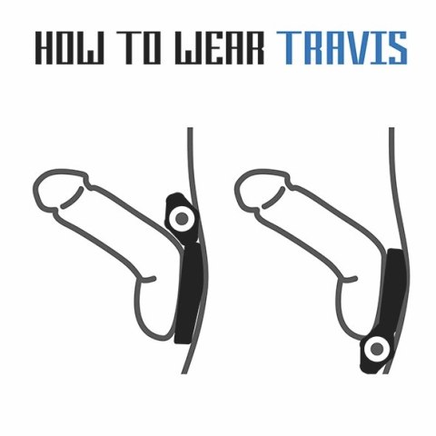 Rooster Travis silikonowy pierścień wibrujący z pociskiem, czarny