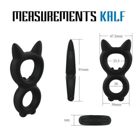 Velv Or Rooster Kalf silikonowy podwojny pierścień anatomiczny czarny