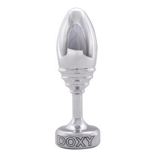 Doxy Ribbed Plug aluminiowy - anatomiczny kształt, 7 cm, srebrny