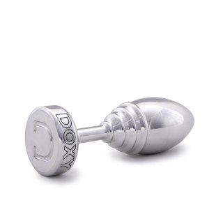 Doxy Ribbed Plug aluminiowy - anatomiczny kształt, 7 cm, srebrny
