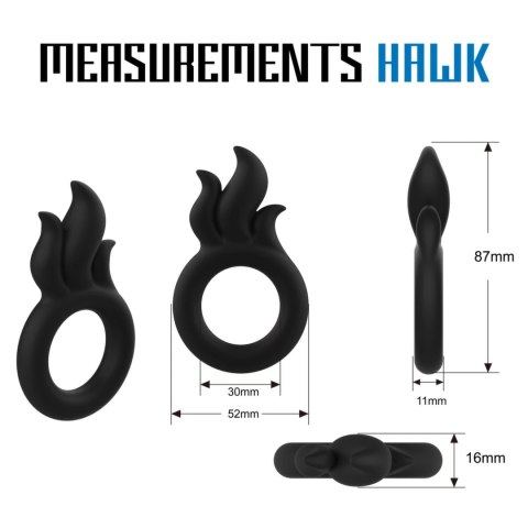 Rooster Hawk silikonowy pierścień wibrujący, żebrowany, czarny, średni