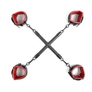 Sportsheets Saffron Hog Tie & Cuff Set - zestaw do krępowania, czerwono-czarny