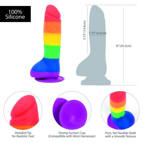 Addiction Justin Dong 20 cm Rainbow - silikonowa forma anatomiczna z przyssawką
