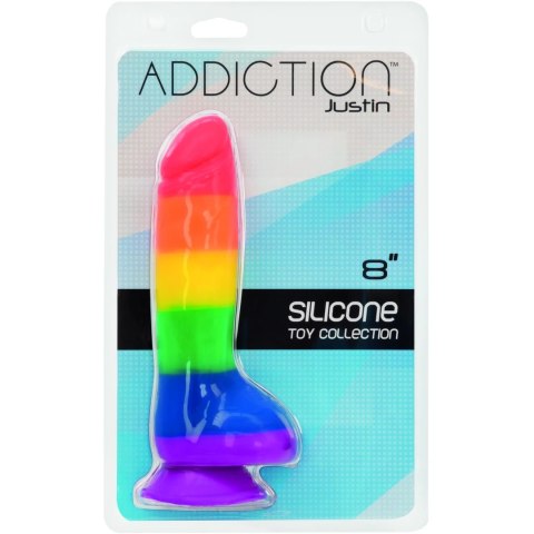 Addiction Justin Dong 20 cm Rainbow - silikonowa forma anatomiczna z przyssawką