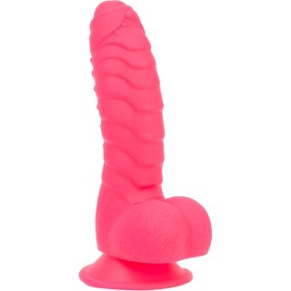 Addiction Tom Dong 18 cm Hot Pink silikonowy model z prążkowaną powierzchnią