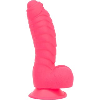 Addiction Tom Dong 18 cm Hot Pink silikonowy model z prążkowaną powierzchnią