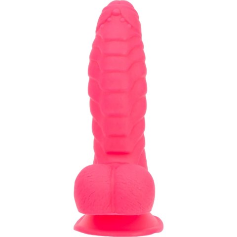Addiction Tom Dong 18 cm Hot Pink silikonowy model z prążkowaną powierzchnią