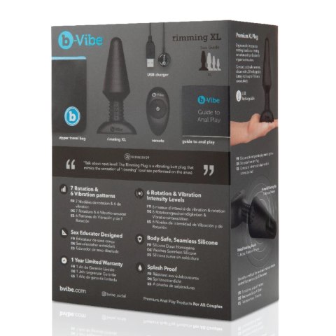 B-Vibe Rimming Plug XL Black - Zdalnie sterowana zatyczka, rozmiar XL
