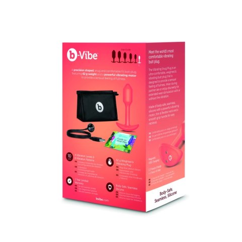 B-Vibe Snug Plug 1 Orange - Wibrująca wtyczka anatomiczna silikonowa 10 cm