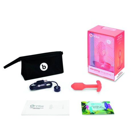 B-Vibe Snug Plug 1 Orange - Wibrująca wtyczka anatomiczna silikonowa 10 cm