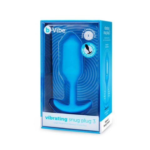 B-Vibe Snug Plug 3 Blue - wibrująca zatyczka anatomiczna silikonowa 13,8 cm