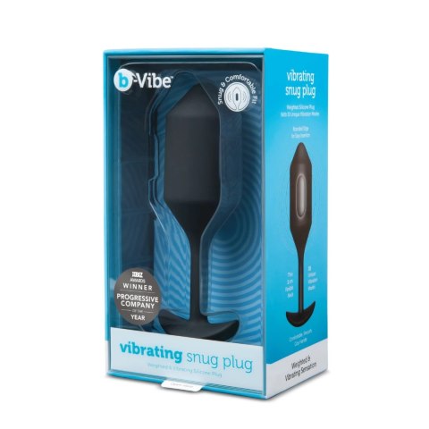 B-Vibe Snug Plug 4 Black - czarna wibrująca wtyczka, 247g, silikon