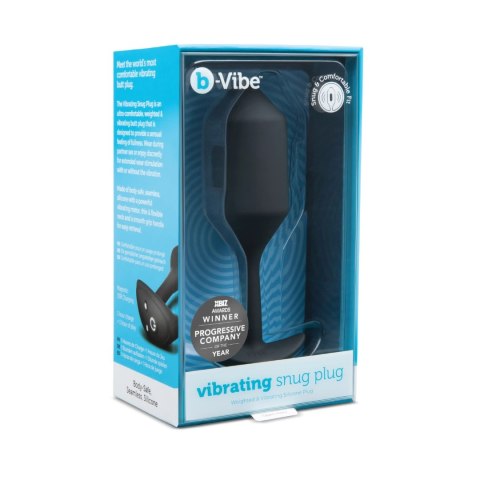 B-Vibe Snug Plug 4 Black - czarna wibrująca wtyczka, 247g, silikon