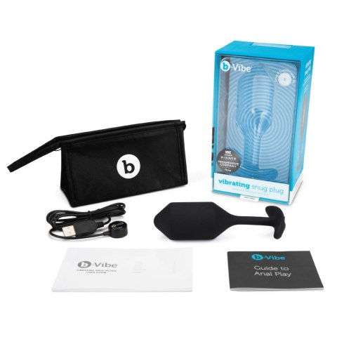 B-Vibe Snug Plug 4 Black - czarna wibrująca wtyczka, 247g, silikon