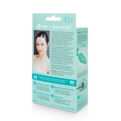 B-Vibe Texture Plug Bump Mint - wibrująca anatomiczna wtyczka silikonowa