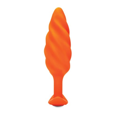 B-Vibe Texture Plug Swirl Orange - wibrujący model z falistą powierzchnią
