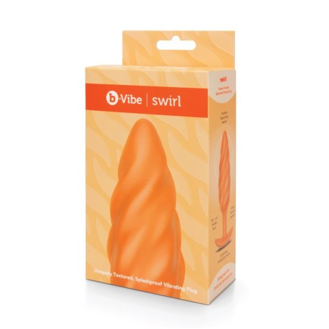 B-Vibe Texture Plug Swirl Orange - wibrujący model z falistą powierzchnią