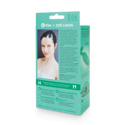 B-Vibe Texture Plug Twist Green - anatomiczny wibrujący model silikonowy