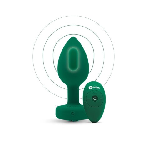 B-Vibe Vibrating Jewel Plug M/L Emerald - wibrujący korek z pilotem