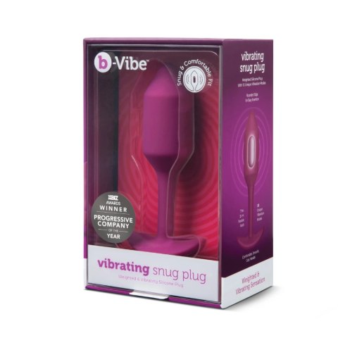 B-Vibe Vibrating Snug Plug 2 Rose - silikonowy korek wibrujący 112g