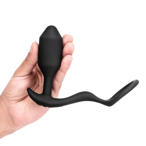 B-Vibe Vibrating Snug & Tug M - Wibrująca zatyczka z pierścieniem, silikon
