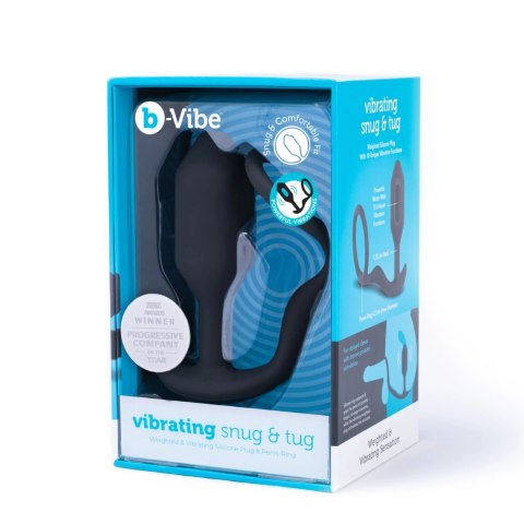 B-Vibe Vibrating Snug & Tug M - Wibrująca zatyczka z pierścieniem, silikon